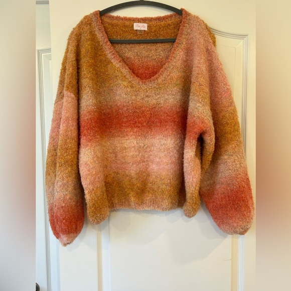 Pink Lily Multicolor Off-Shoulder Sweater - Picture 2 of 5